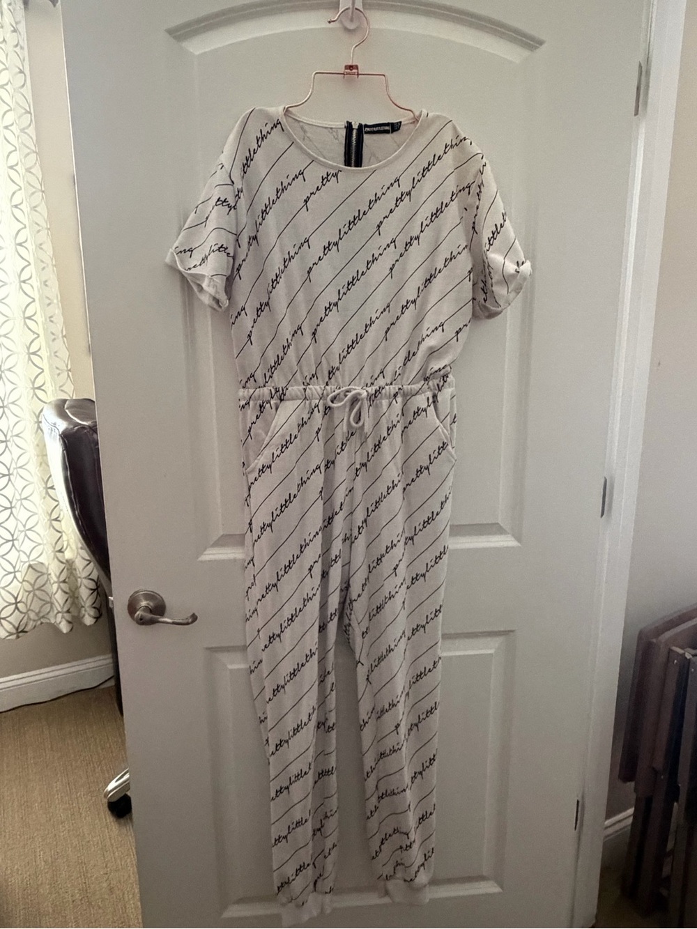 PrettyLittleThing Jumpsuit with Black Script Print